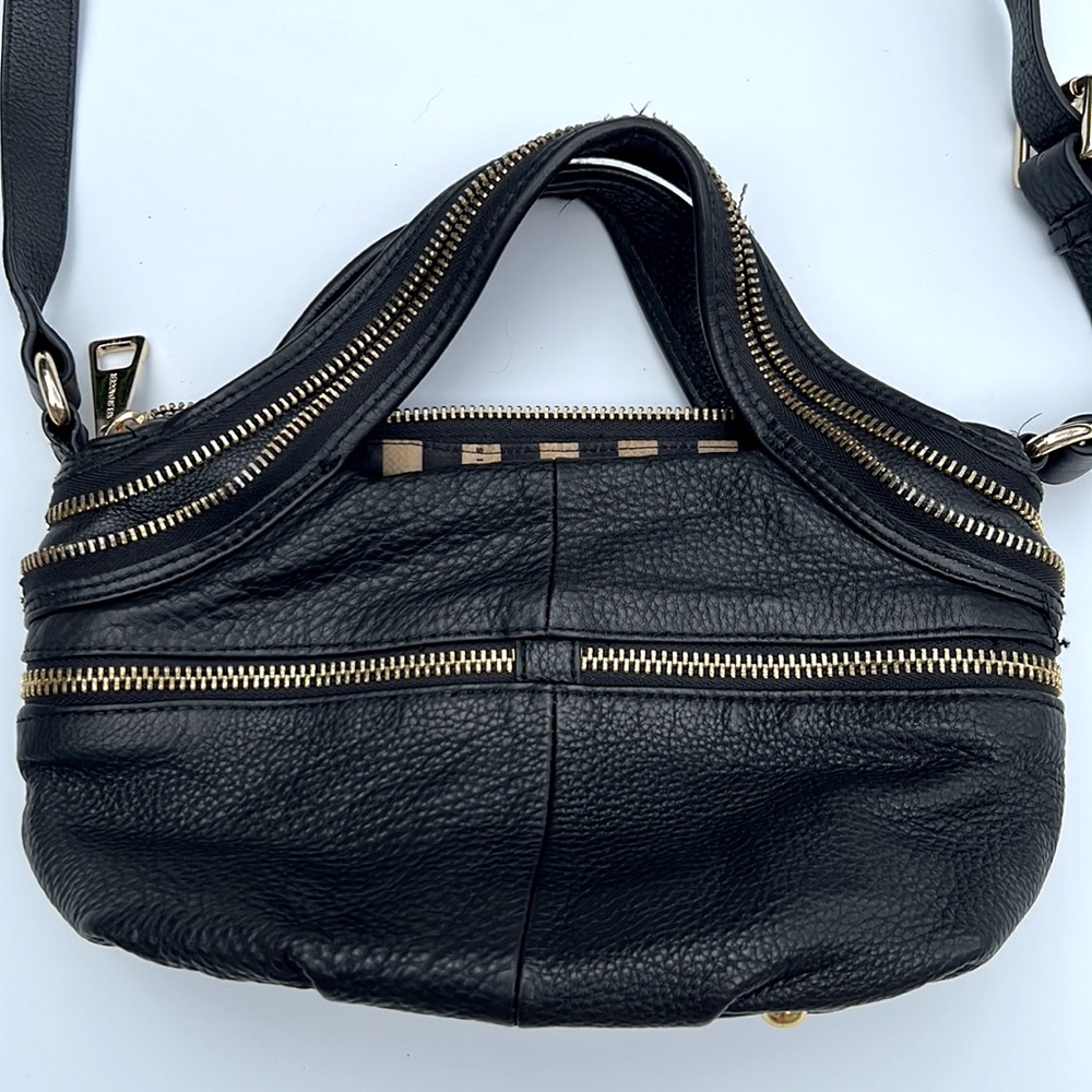 Kelsi Dagger Genuine Leather Black Crossbody Purse with Gold Zippers - Picture 4 of 13